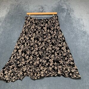 JM Collection by Jennifer Moore Mini Skirt Womens 8 Black Floral Rayon Pull On